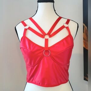 3/$30 Red Faux Vinyl Bustier